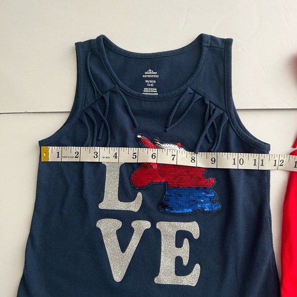 Celebrate Patriotic Girls Bundle of Two Tank Top Red and Blue Size XS 4/5 - Picture 8 of 9